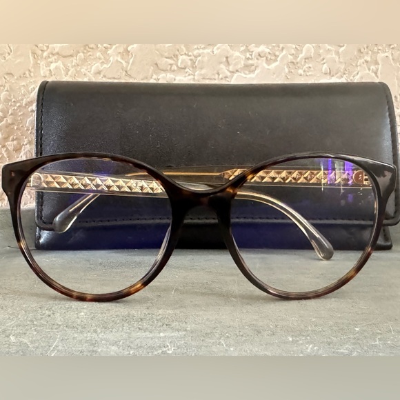 Chanel brown/tortoise prescription eyeglasses with golden accents - Picture 1 of 6